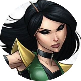 Ein Bild von einer Comicfigur mit schwarzen Haaren.